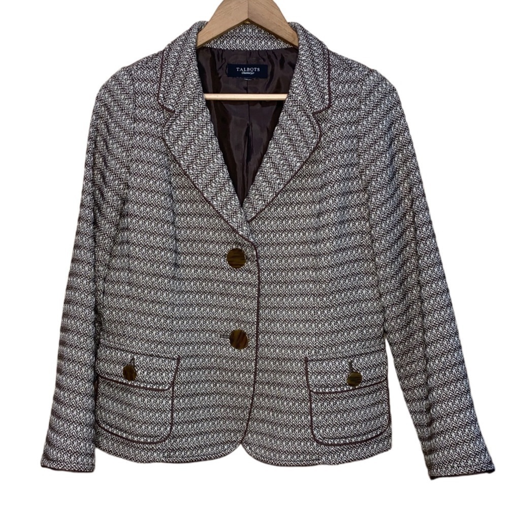 𝅺TALBOTS Brown Wool Blend Blazer Size 8